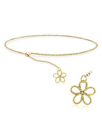 Gold Plated Flower Silver Bracelet BRS-446-GP